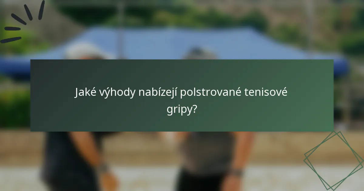 Jaké výhody nabízejí polstrované tenisové gripy?